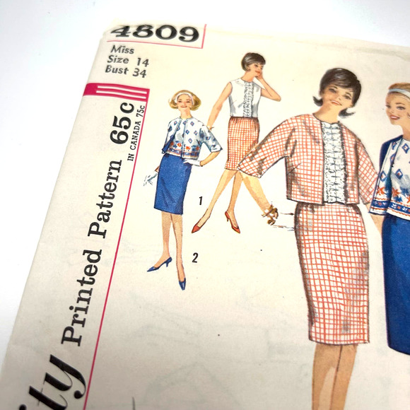 Simplicity Vintage1960's Pattern #4809 Blouse/Suit/Reversible Jacket Size 14 - Picture 2 of 6